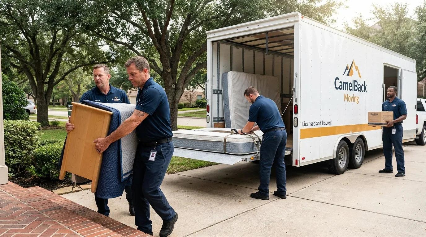 Crew loading residential truck for cross-state move from Ashville, AL
