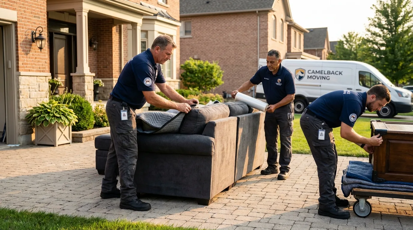 Large estate moving crew wrapping furniture in Ashville, AL